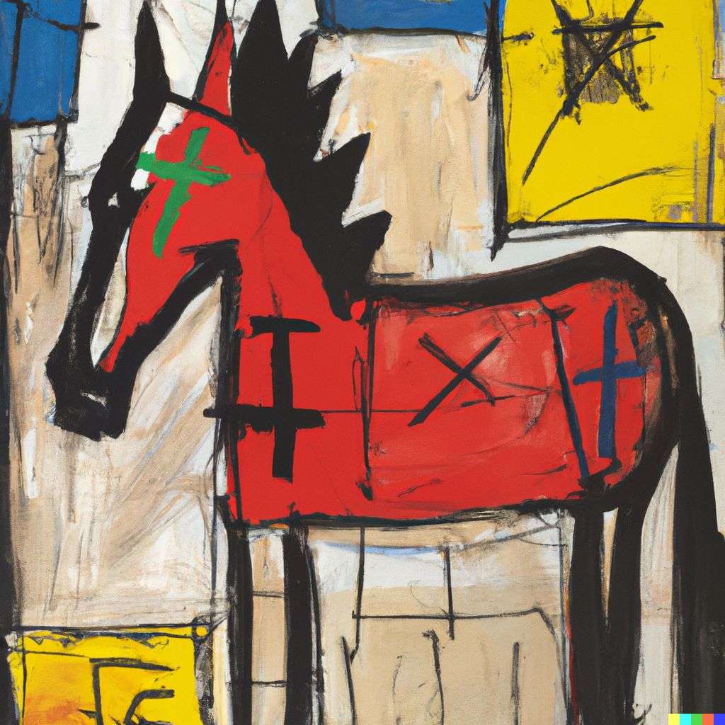 a horse, painting by Jean-Michel Basquiat